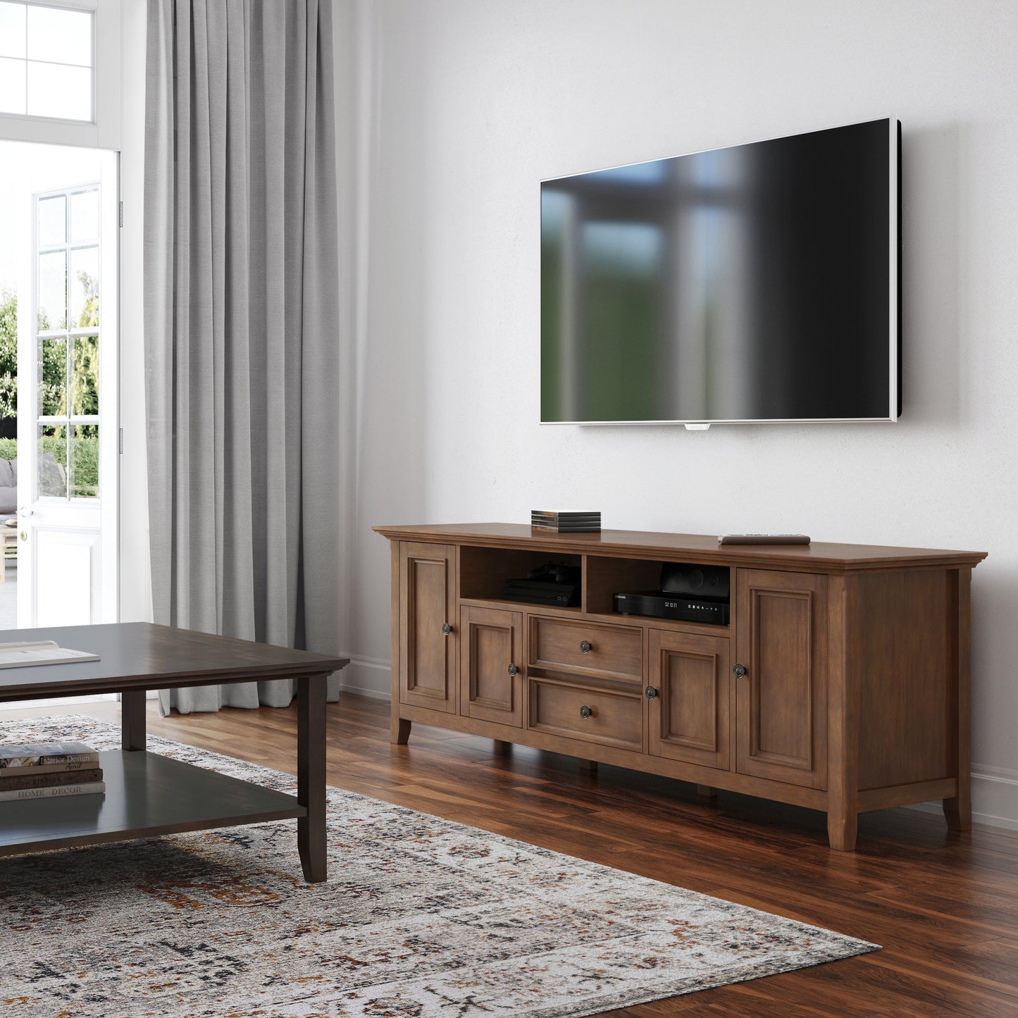 Amherst 72 Inch Wide Solid Wood TV Stand in Rustic