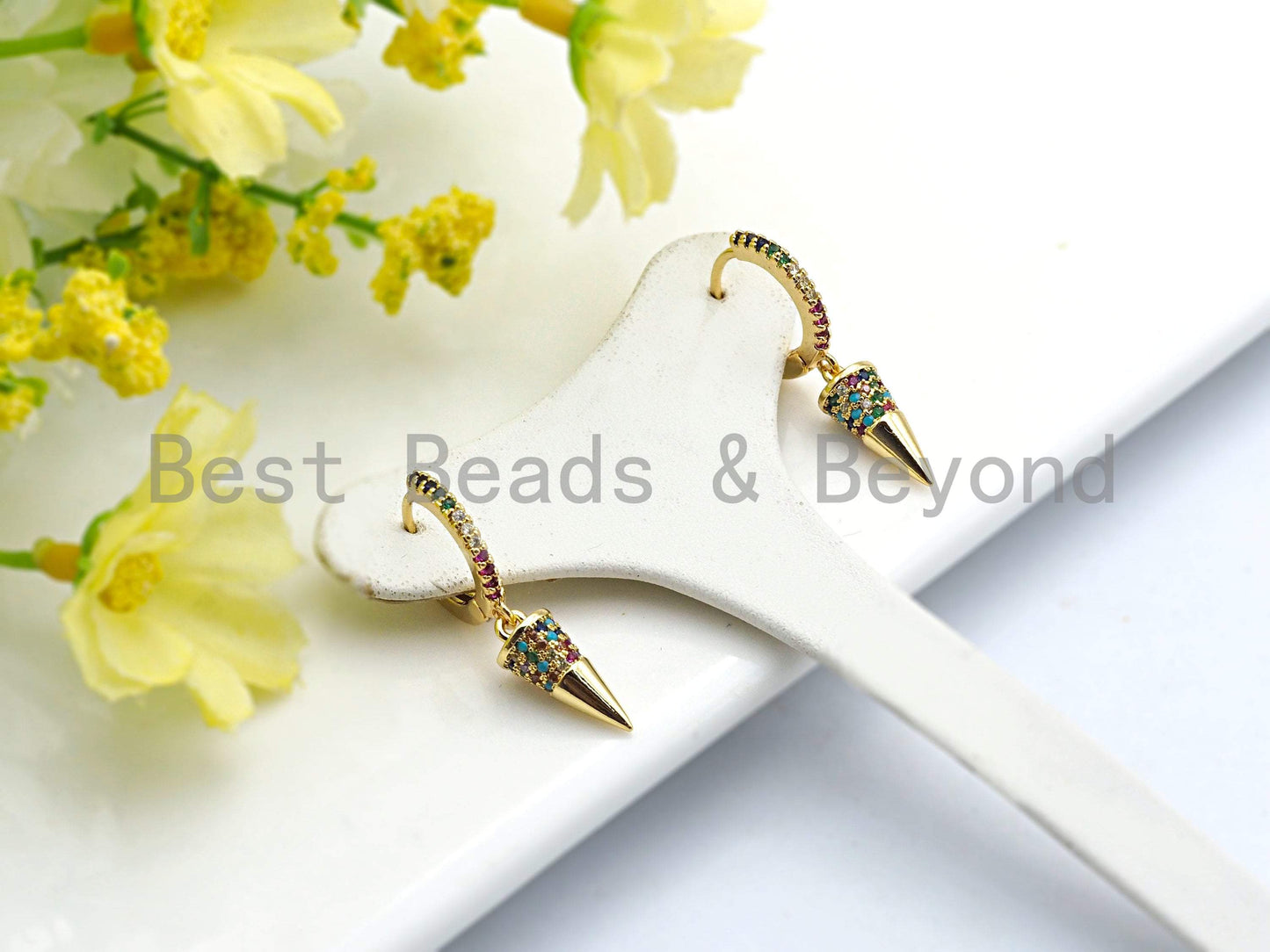 CZ Spike Dangle Earrings, Sku#J67