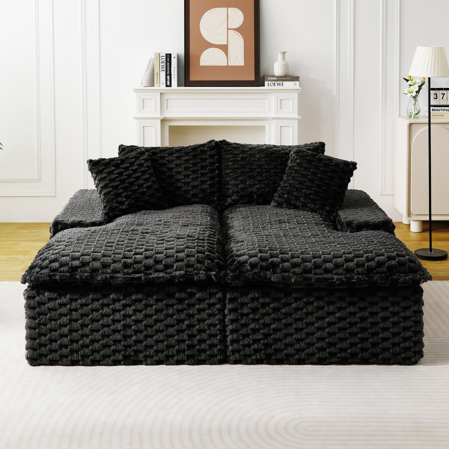 Black Turtle Velvet Double Chaise Lounge