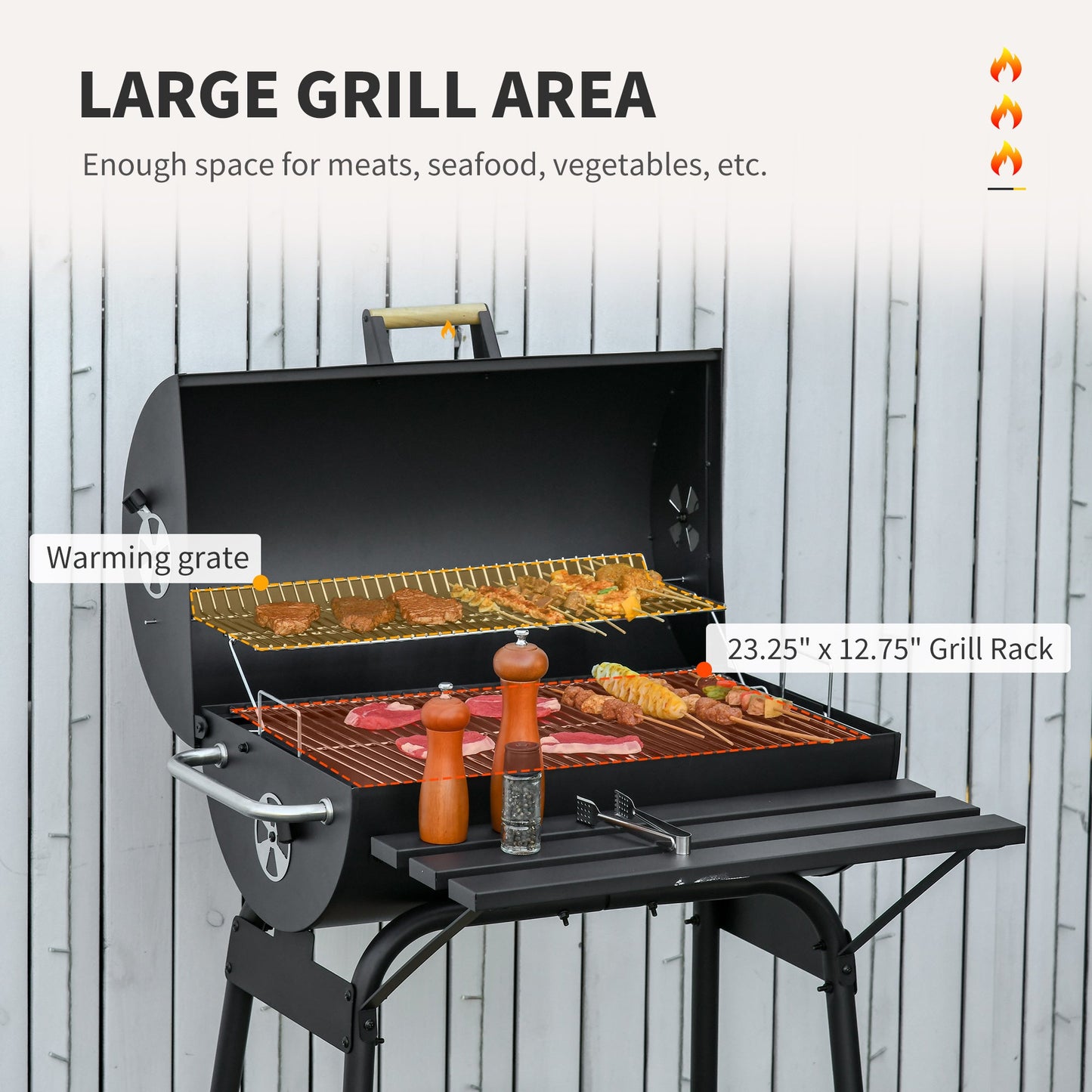 Outsunny 30" Portable Barrel BBQ Grill