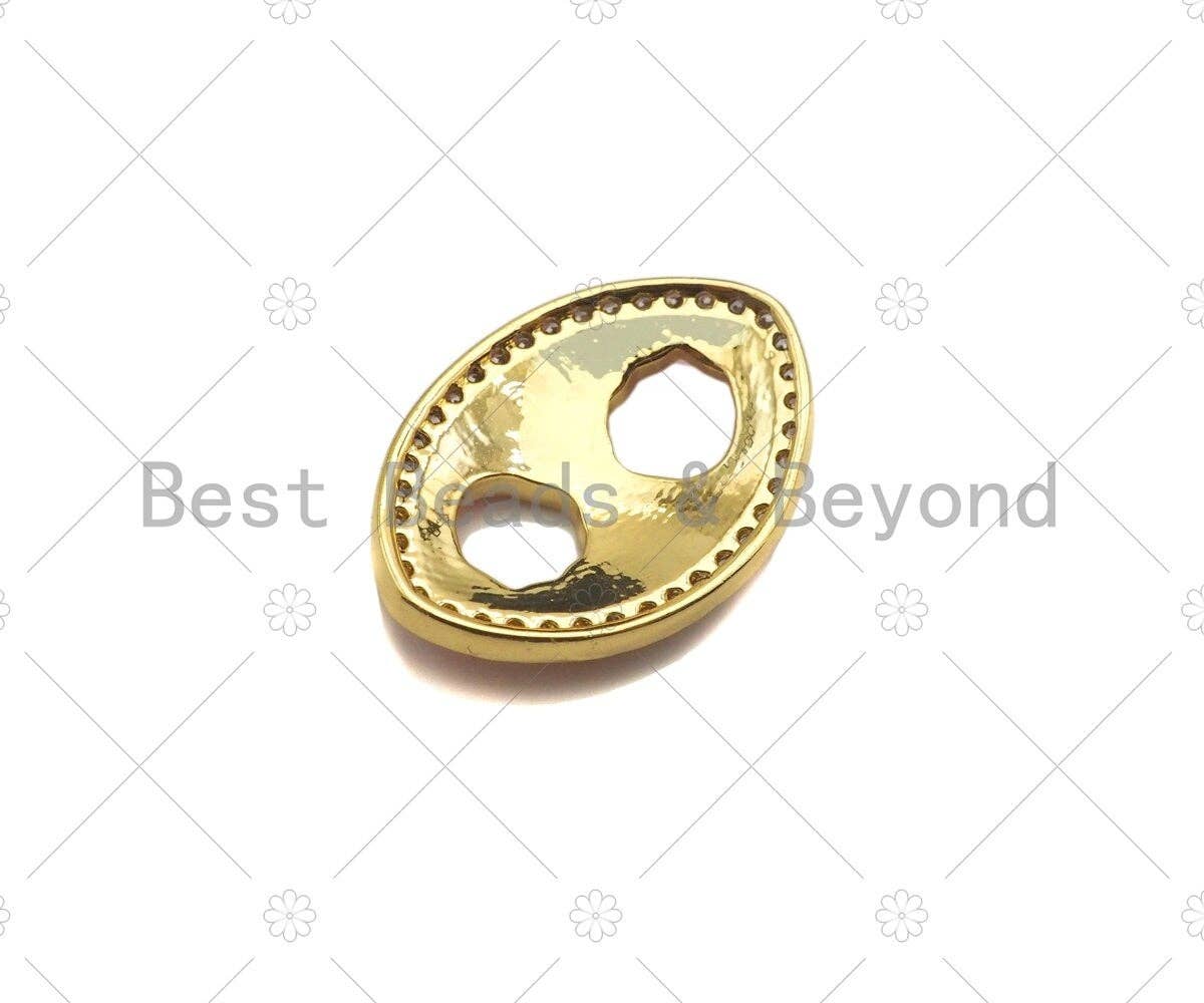 Colorful Enamel Oval Shape with Two Holes Connector, CZ Micro Pave Gold Link, Necklace Bracelet Charm Pendant,20x14mm,Sku#L560