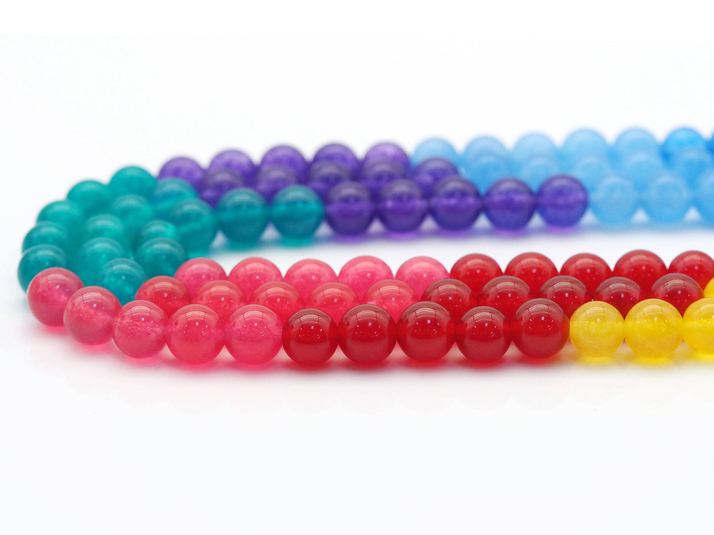 Mixed Color Jade Round Smooth Beads, Sku#U1428