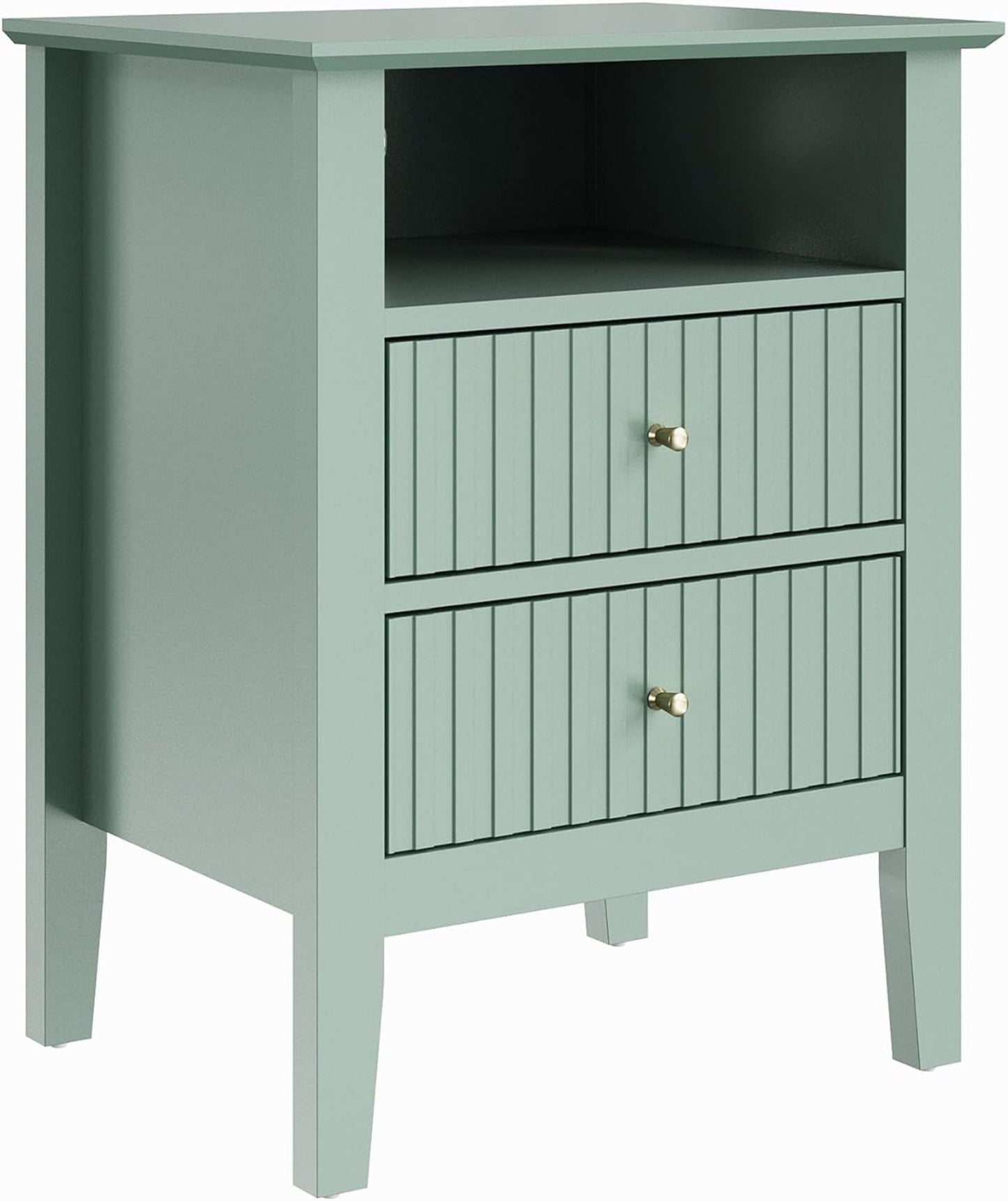 18" Green Fluted Nightstand