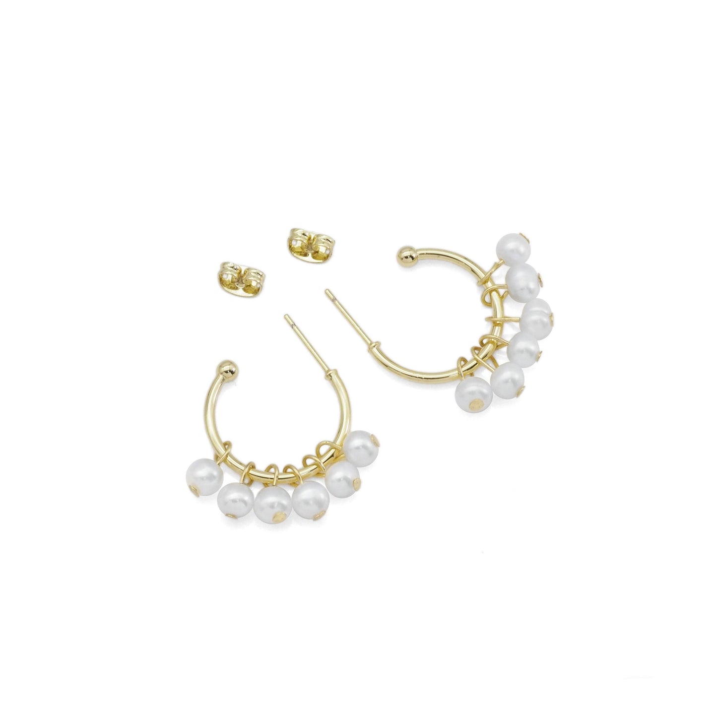 Freshwater Pearl Cluster Hoop Earrings, Sku#EF478