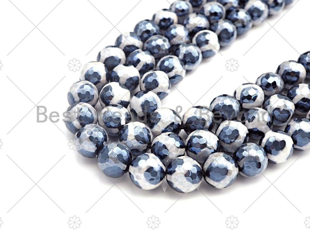 Esty Exclusive Mystic Black and White Tibetan Agate Beads, 8mm/10mm/12mm, Black White DZI Agate, 15.5 Full Strand, sku# UA95