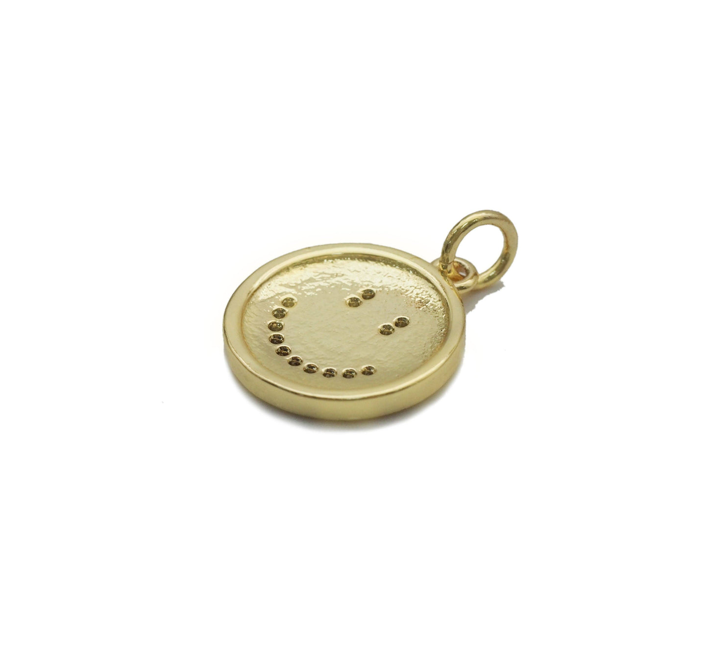 CZ Pave Enamel Smiley Face Charm, Sku#F1519C