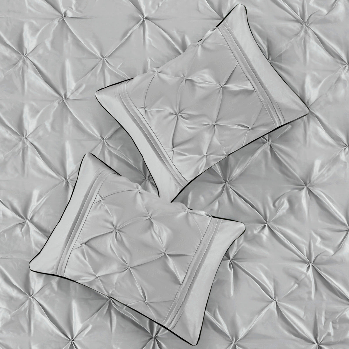 7 Piece Tufted Comforter Set Grey Queen