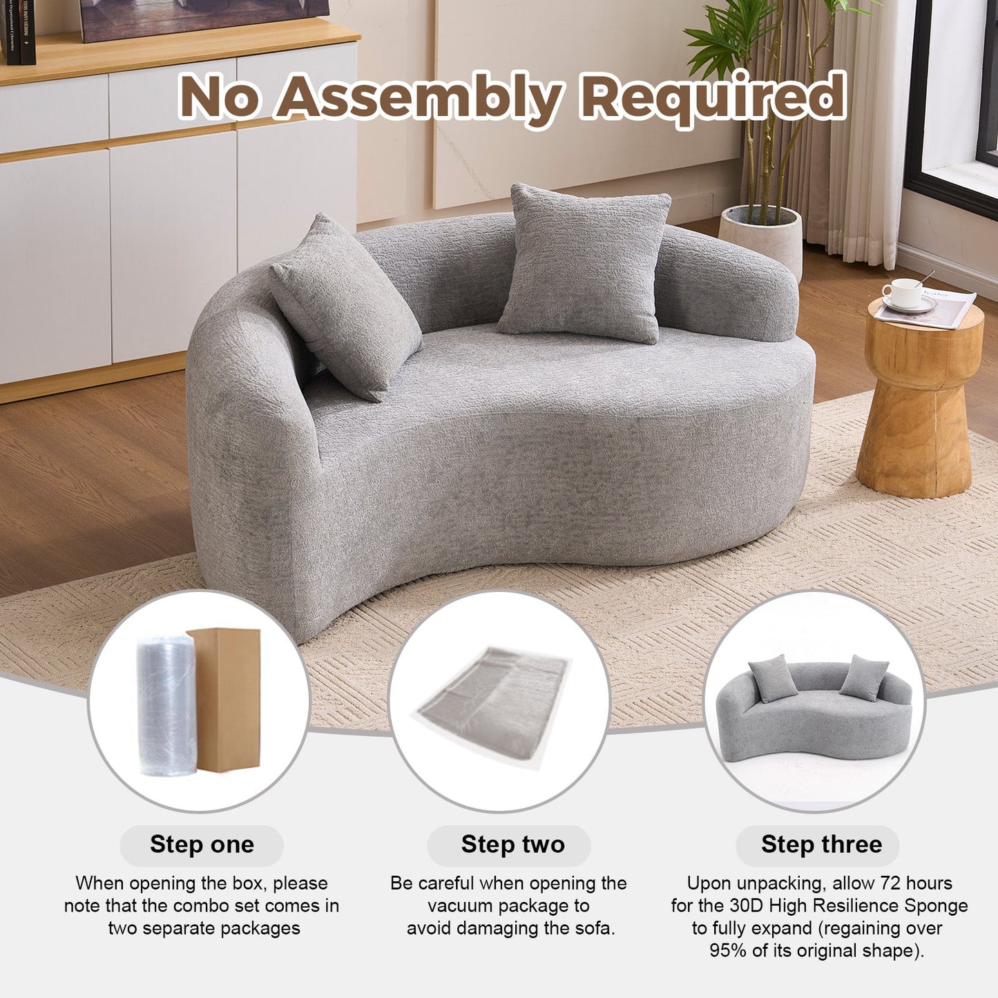 S-Curved Dual-Depth Loveseat Sofa