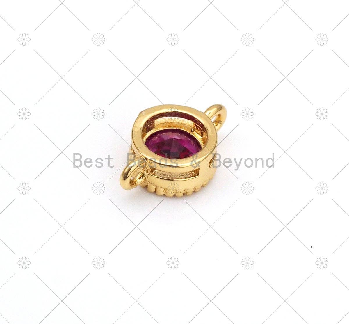 Colorful CZ Micro Pave Round Shape Connector,18K Gold Filled Links, Necklace Bracelet Charm,7x12mm,Sku#LK480
