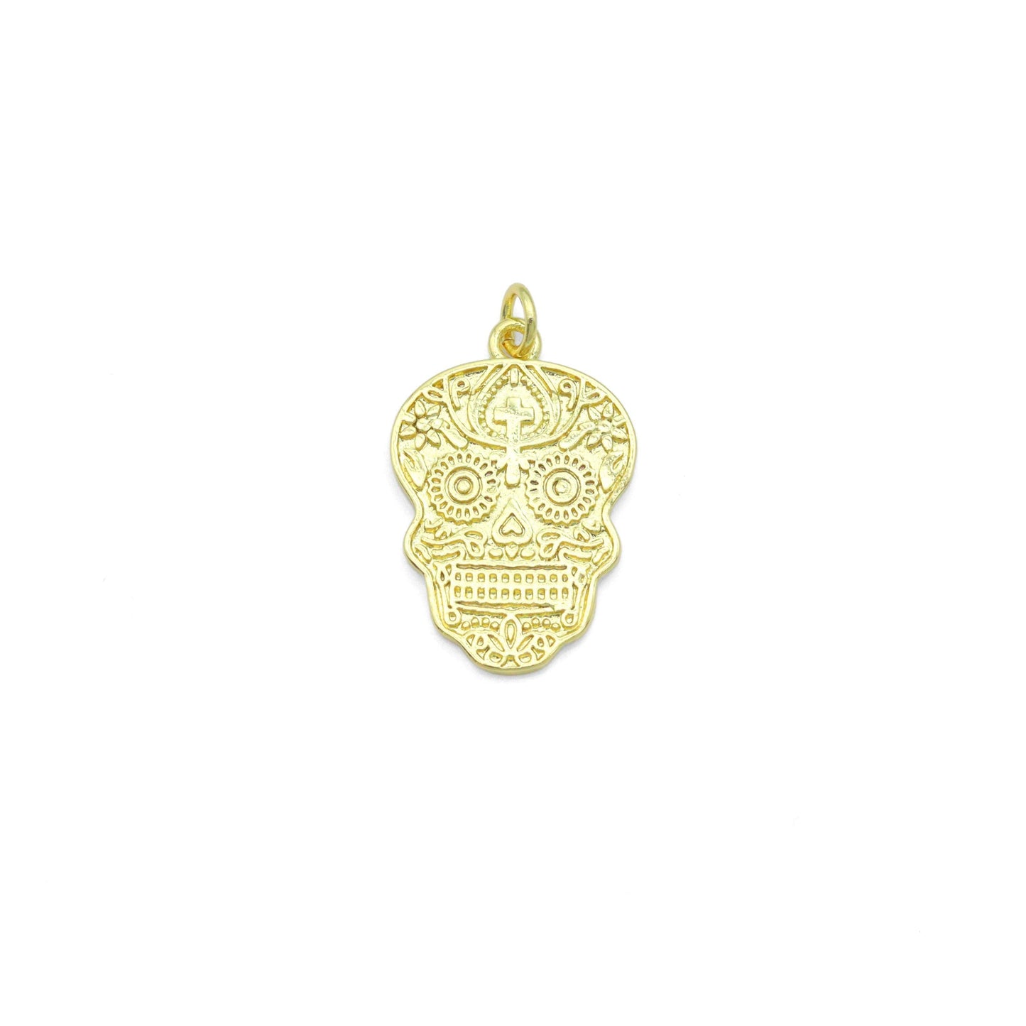 Gold Skull Head Charm Pendant, Sku#LK1103