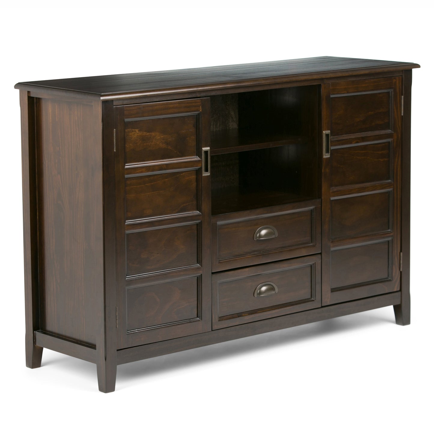 Burlington 54 Inch Wide Solid Wood Tall TV Stand in Mahogany