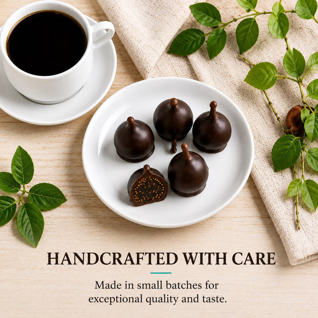 Andy Anand Vegan Belgian Dark Chocolate Figs - 24 Pc Gift Box, Premium 60% Cocoa Butter, Dairy-Free Gourmet Confection, Perfect for Birthday, Valentine’s &amp; Anniversary Gifts - Handcrafted in California