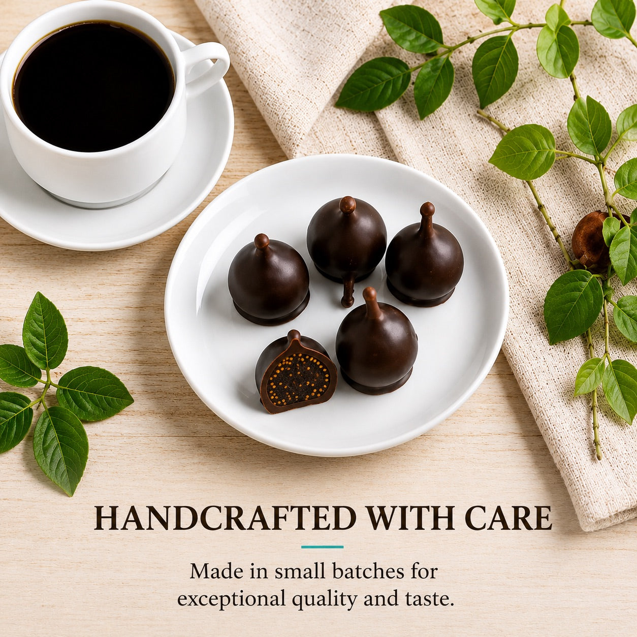 Andy Anand Vegan Belgian Dark Chocolate Figs - 24 Pc Gift Box, Premium 60% Cocoa Butter, Dairy-Free Gourmet Confection, Perfect for Birthday, Valentine’s &amp; Anniversary Gifts - Handcrafted in California