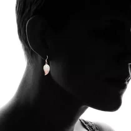 Boucles d'oreilles feuille opale de feu en plaqué or rose 18 carats par Peermont