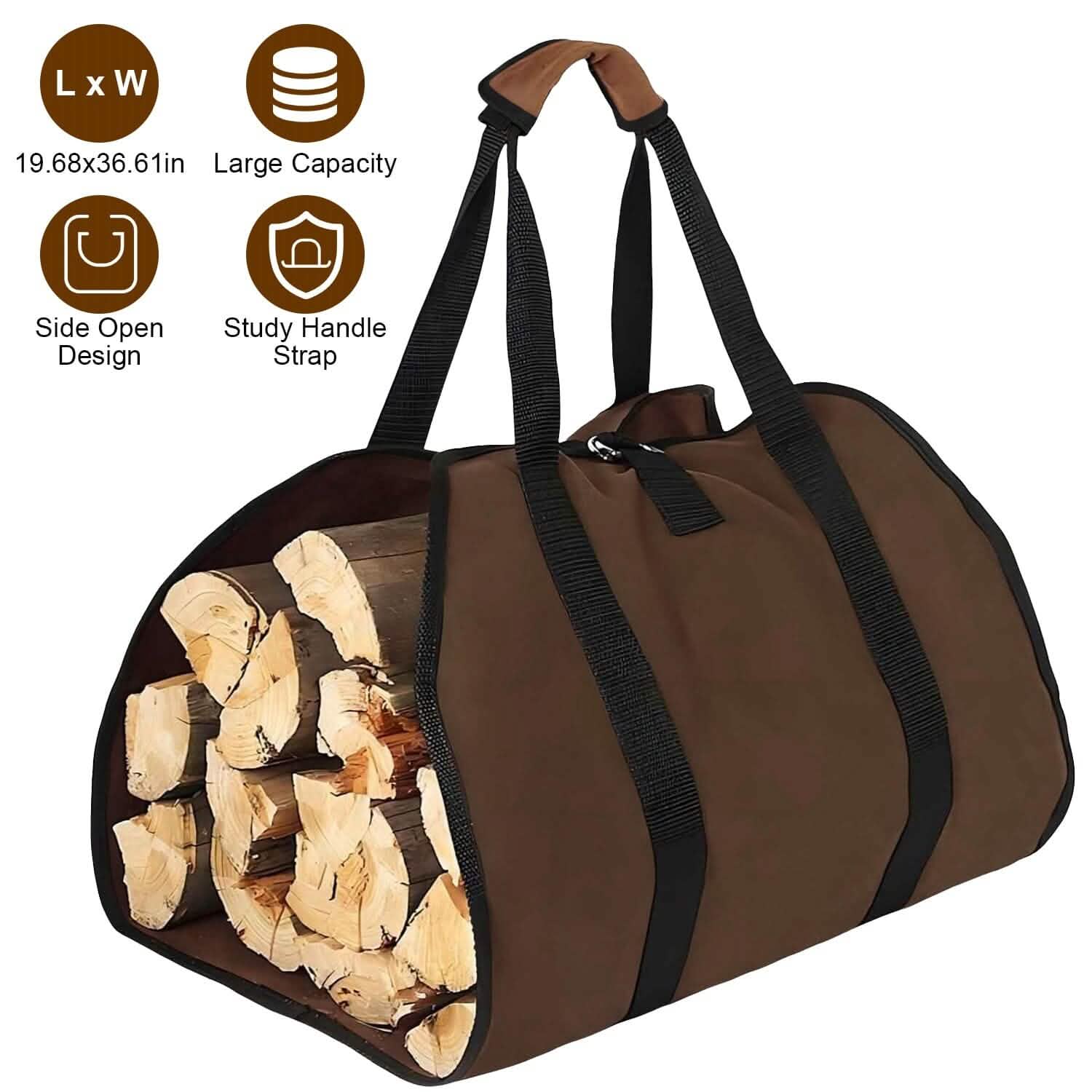Sac de transport de bois de chauffage avec poignée