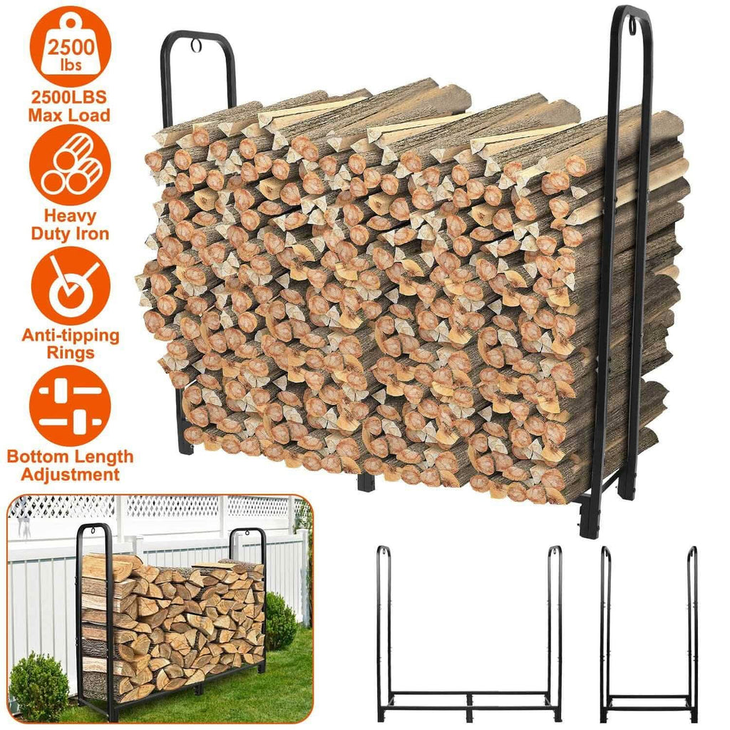 Firewood Log Rack 2500lbs Iron Storage Stacking Rack