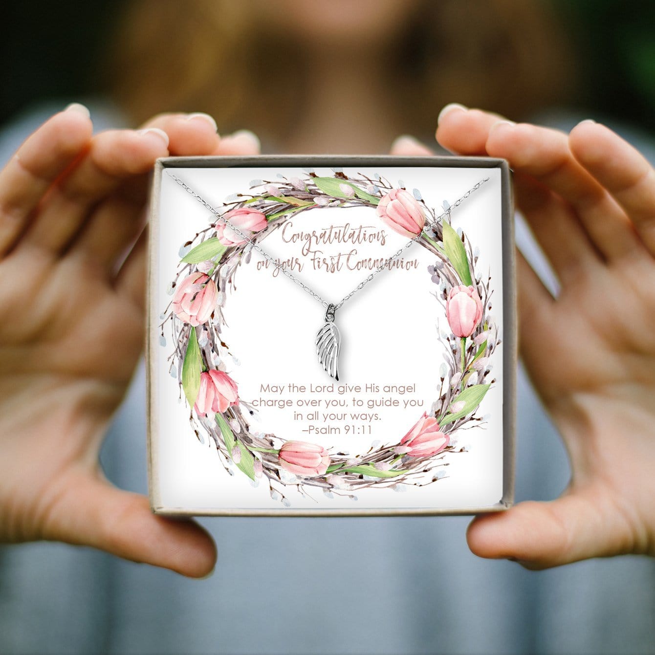 First Communion Wing Necklace