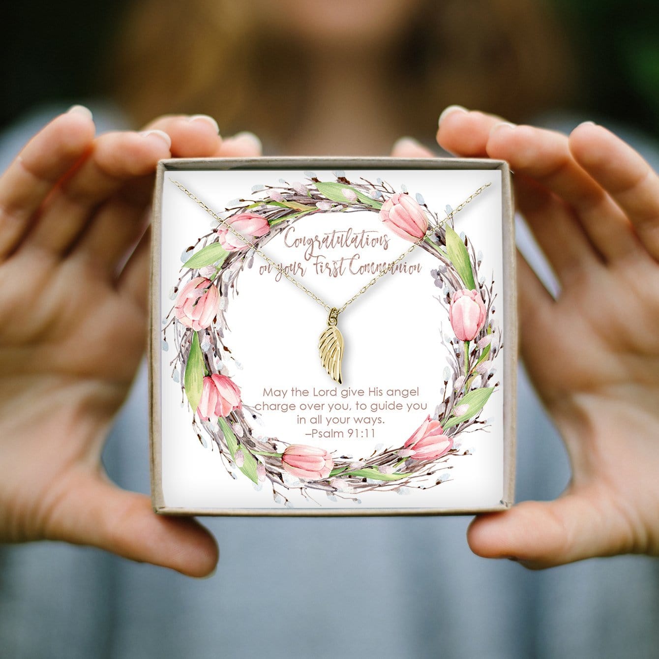 First Communion Wing Necklace