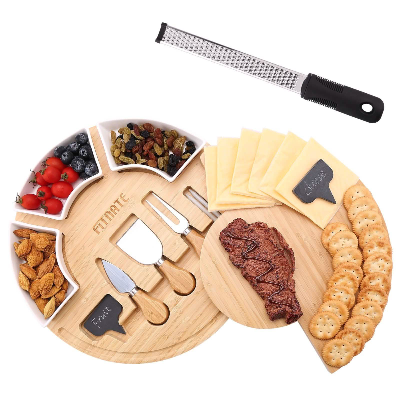 Fitnate Rotatable Round Cheese Cutting Board