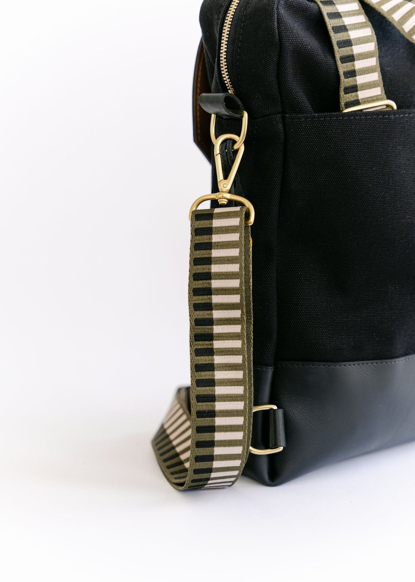 Corbin | Signature Black Canvas + Black Leather Backpack
