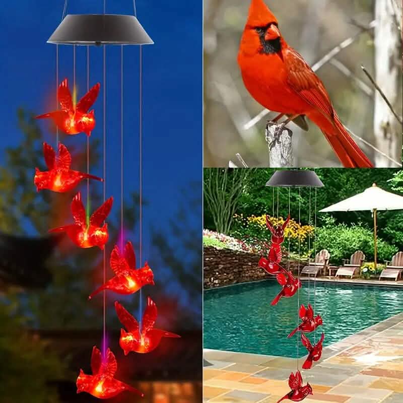 Flaming Bird Wind Chime Solar Lights