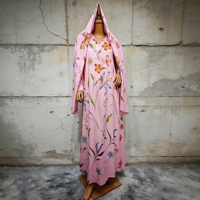 Floral Printed Oversized Abaya with Hijab (MOA297)