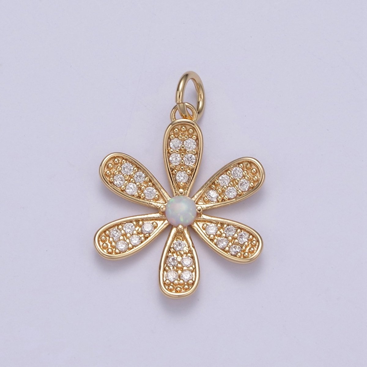 Flower Charm Pendant - Cute Daisy Flower Micro Pave Charm for Earring Bracelet Necklace N-427