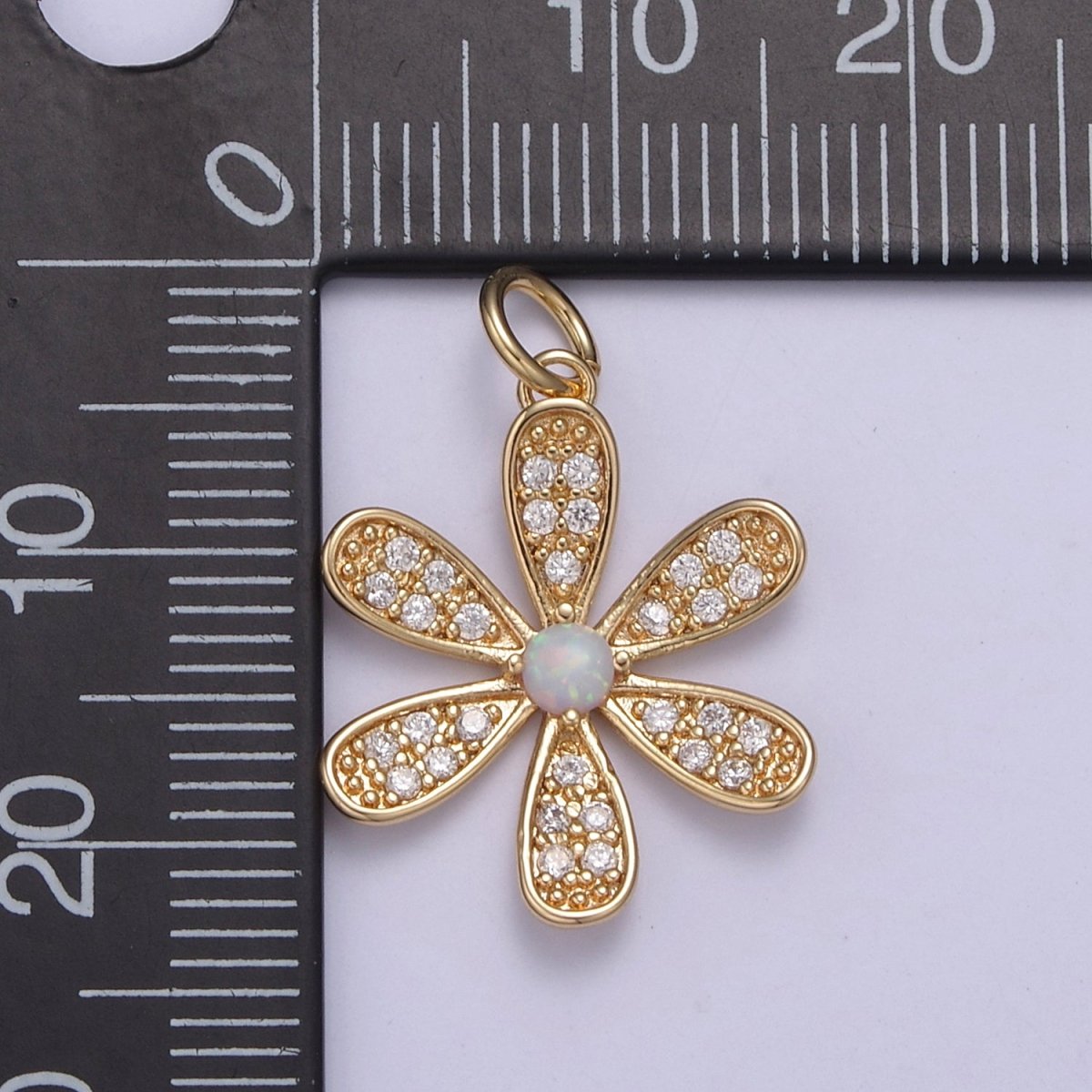 Flower Charm Pendant - Cute Daisy Flower Micro Pave Charm for Earring Bracelet Necklace N-427