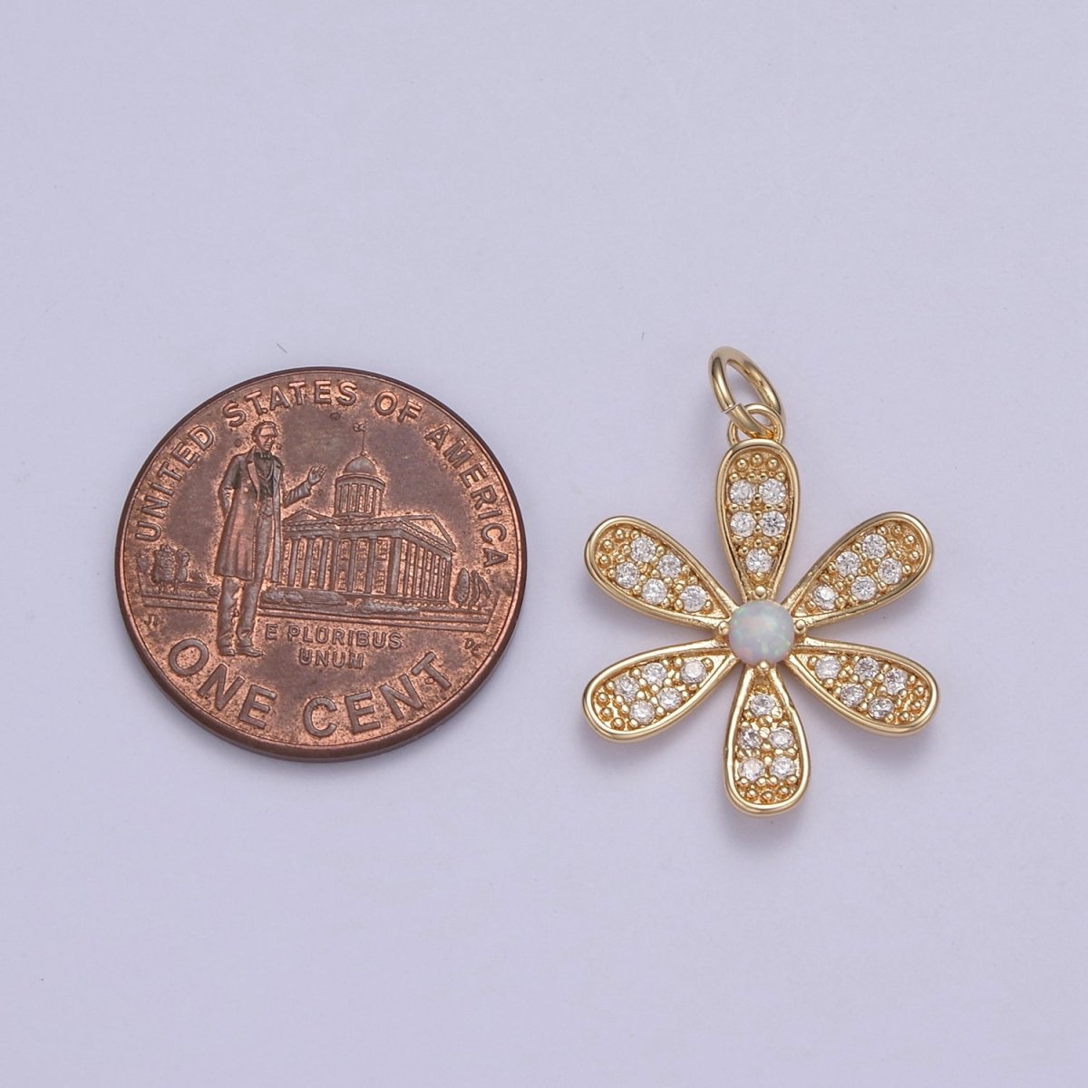 Flower Charm Pendant - Cute Daisy Flower Micro Pave Charm for Earring Bracelet Necklace N-427