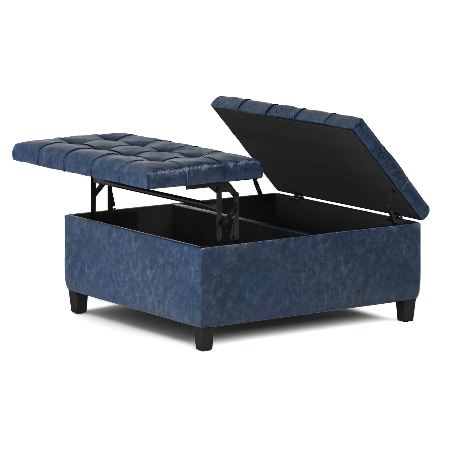 Harrison 36 Inch Wide Coffee Table Storage Ottoman in Denim