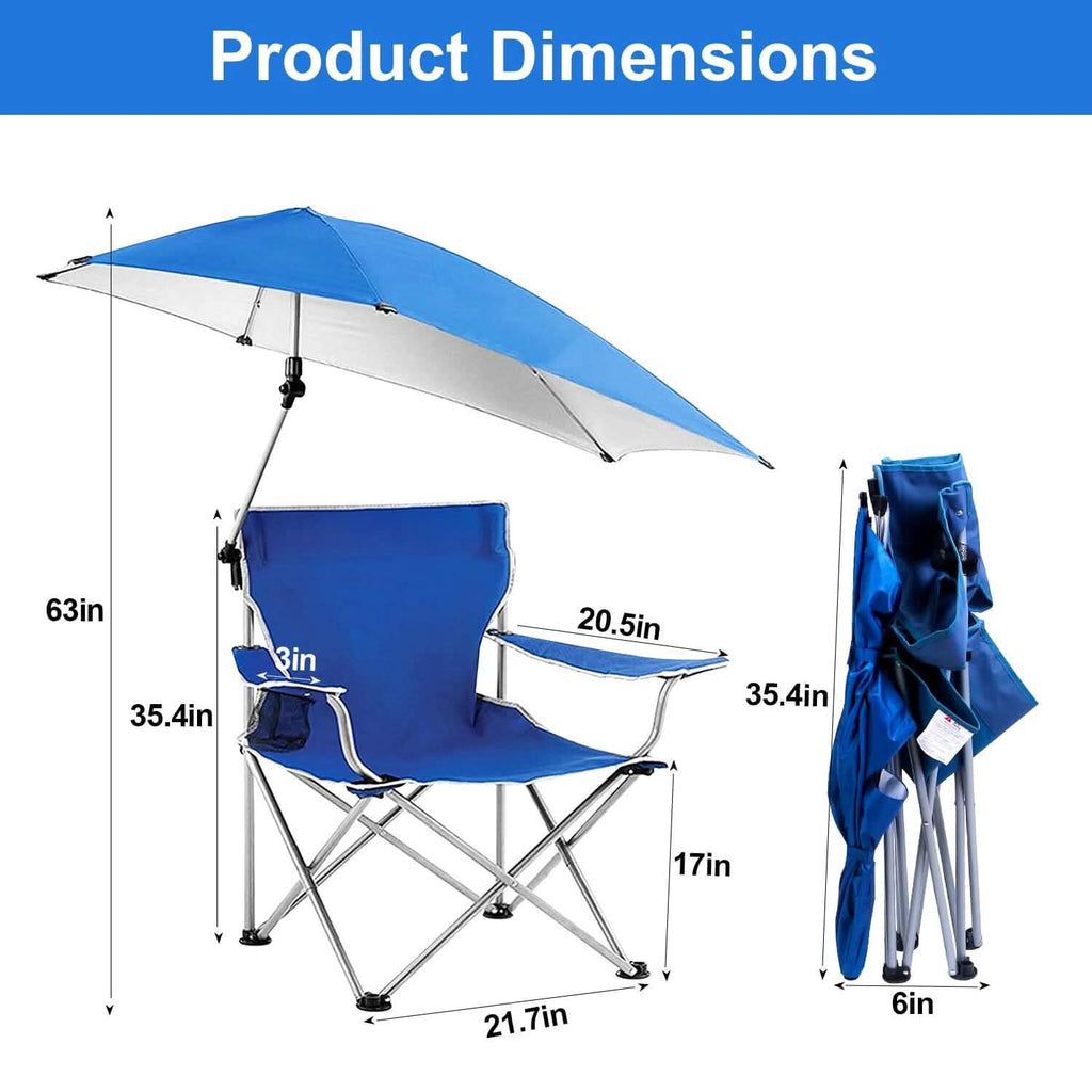 Chaise de plage pliable avec accoudoir détachable, pare-soleil réglable et tabouret avec porte-gobelet