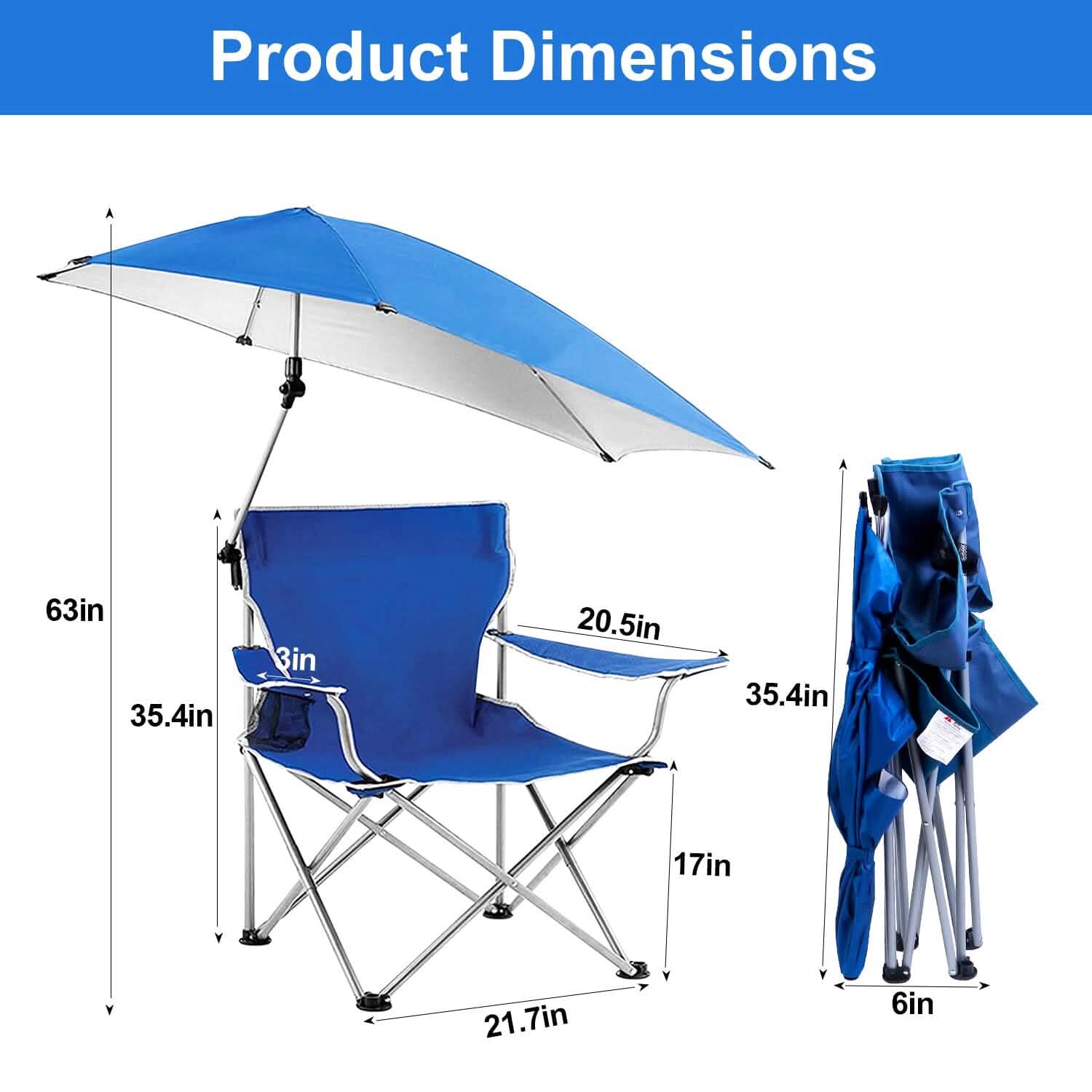 Chaise de plage pliable avec accoudoir détachable, pare-soleil réglable et tabouret avec porte-gobelet