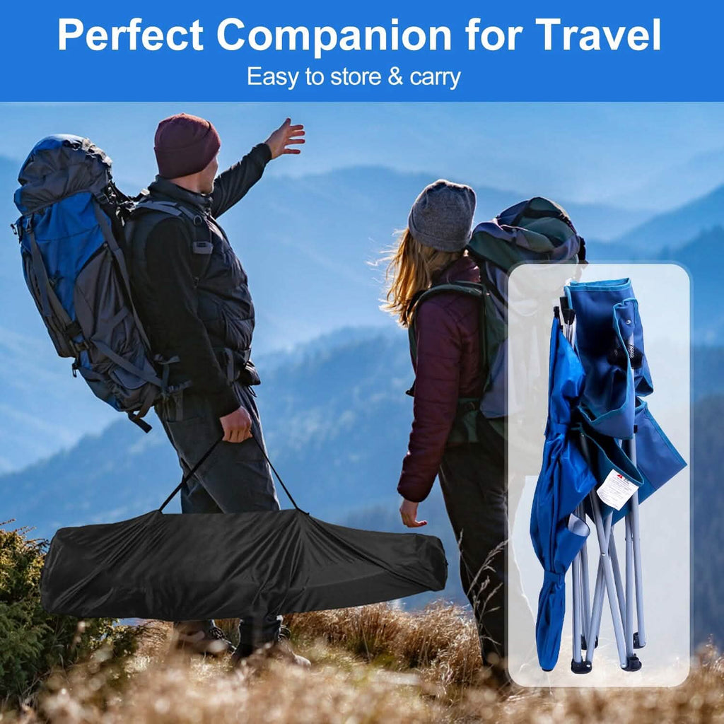 Chaise de plage pliable avec accoudoir détachable, pare-soleil réglable et tabouret avec porte-gobelet