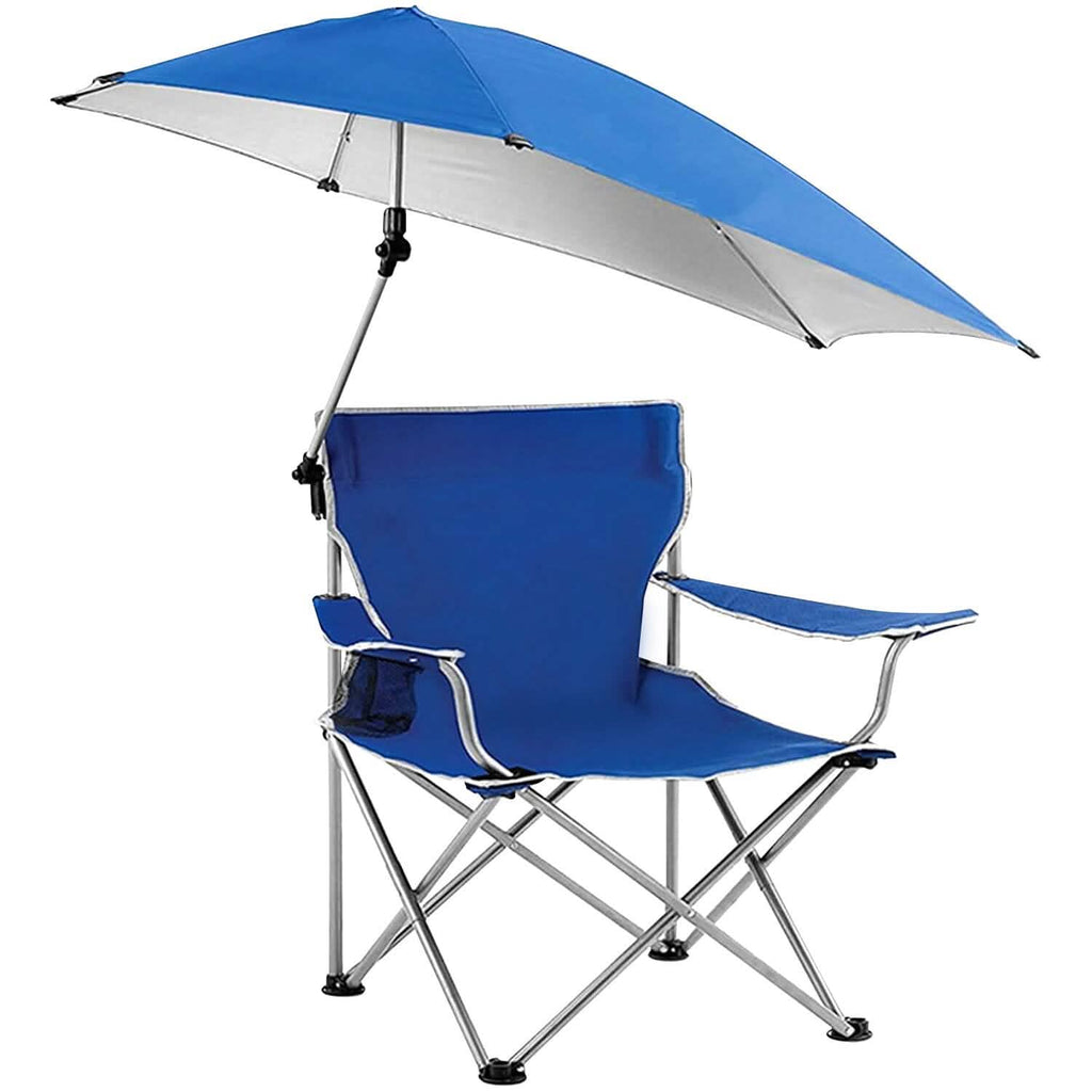 Chaise de plage pliable avec accoudoir détachable, pare-soleil réglable et tabouret avec porte-gobelet