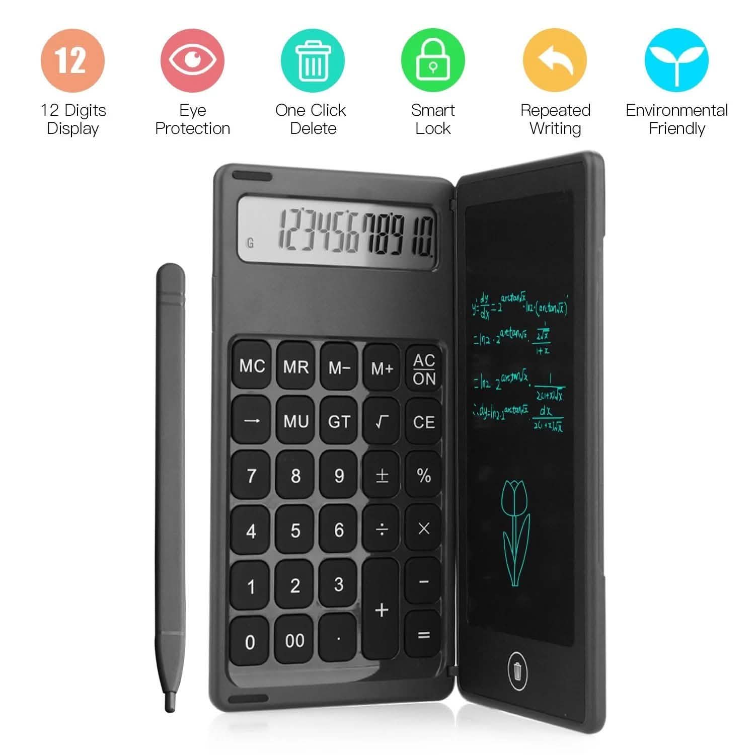 Calculatrice pliable et tablette d'écriture LCD 6 pouces pour dessin numérique