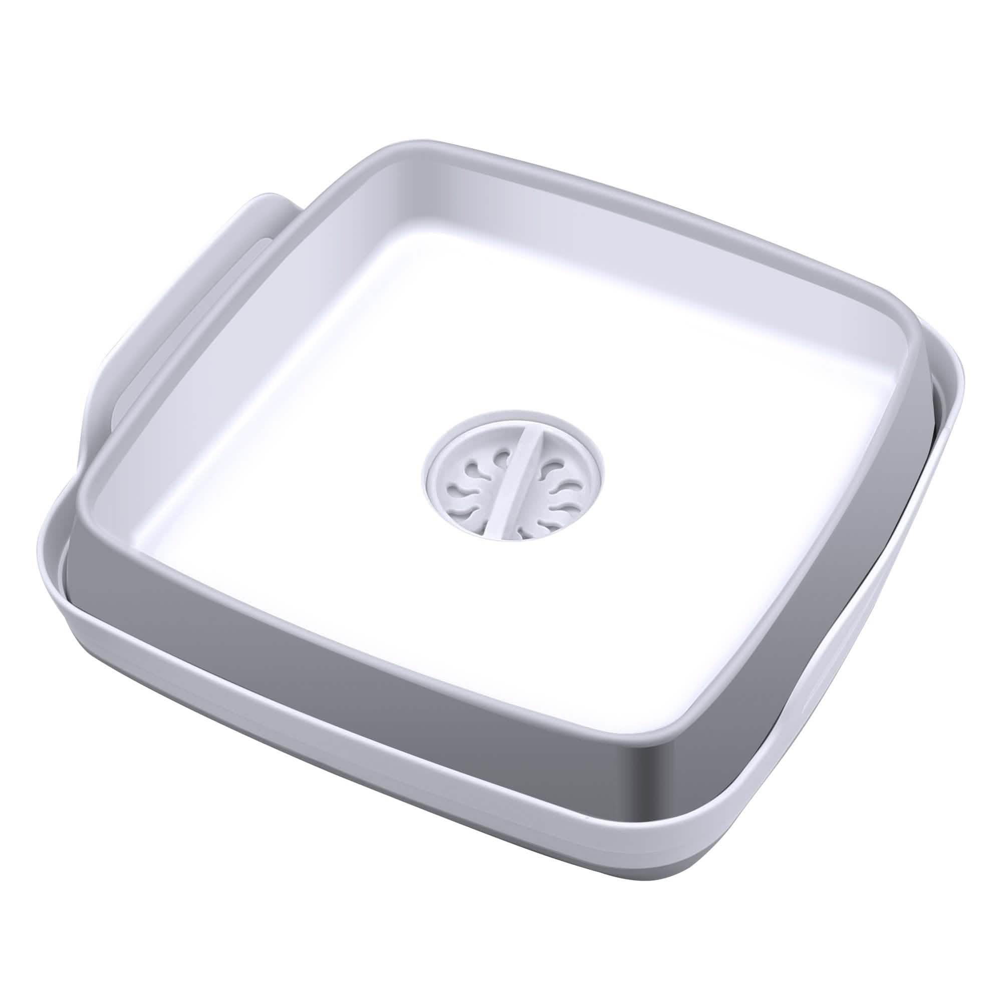 Foldable Dish Tub Washing Basin Collapsible Draining Pan Strainer Food Basket