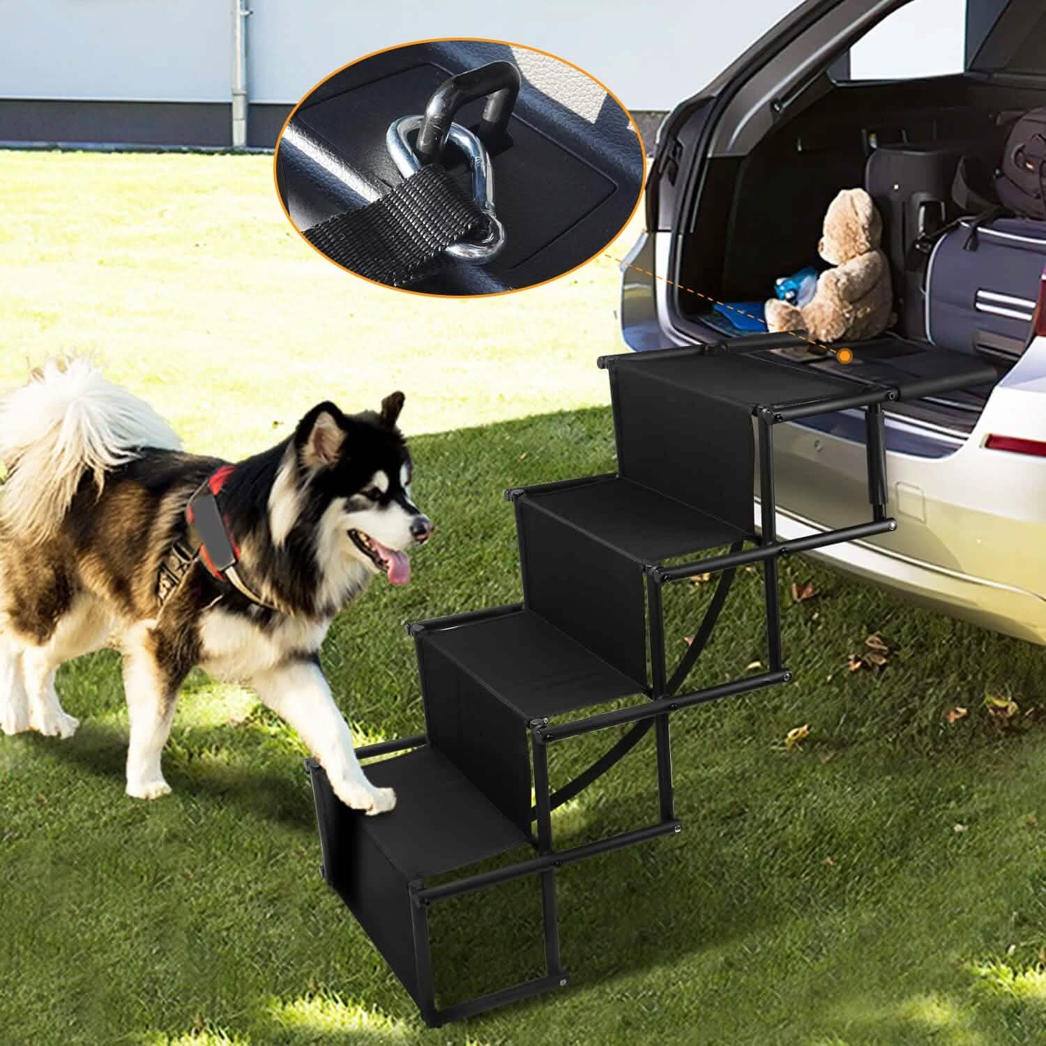 Foldable Dog Ramp 4 Step Collapsible Non Slip Stairs