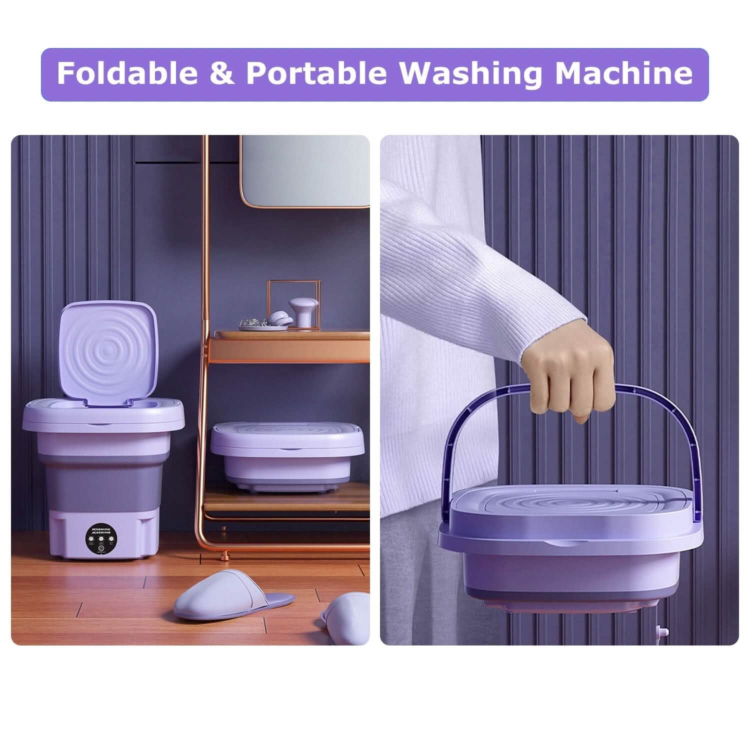 Foldable Laundry Machine with Detachable Drain Basket