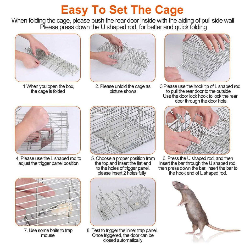 Piège à rat pliable, cage de capture vivante pour rongeurs (capture sans cruauté)