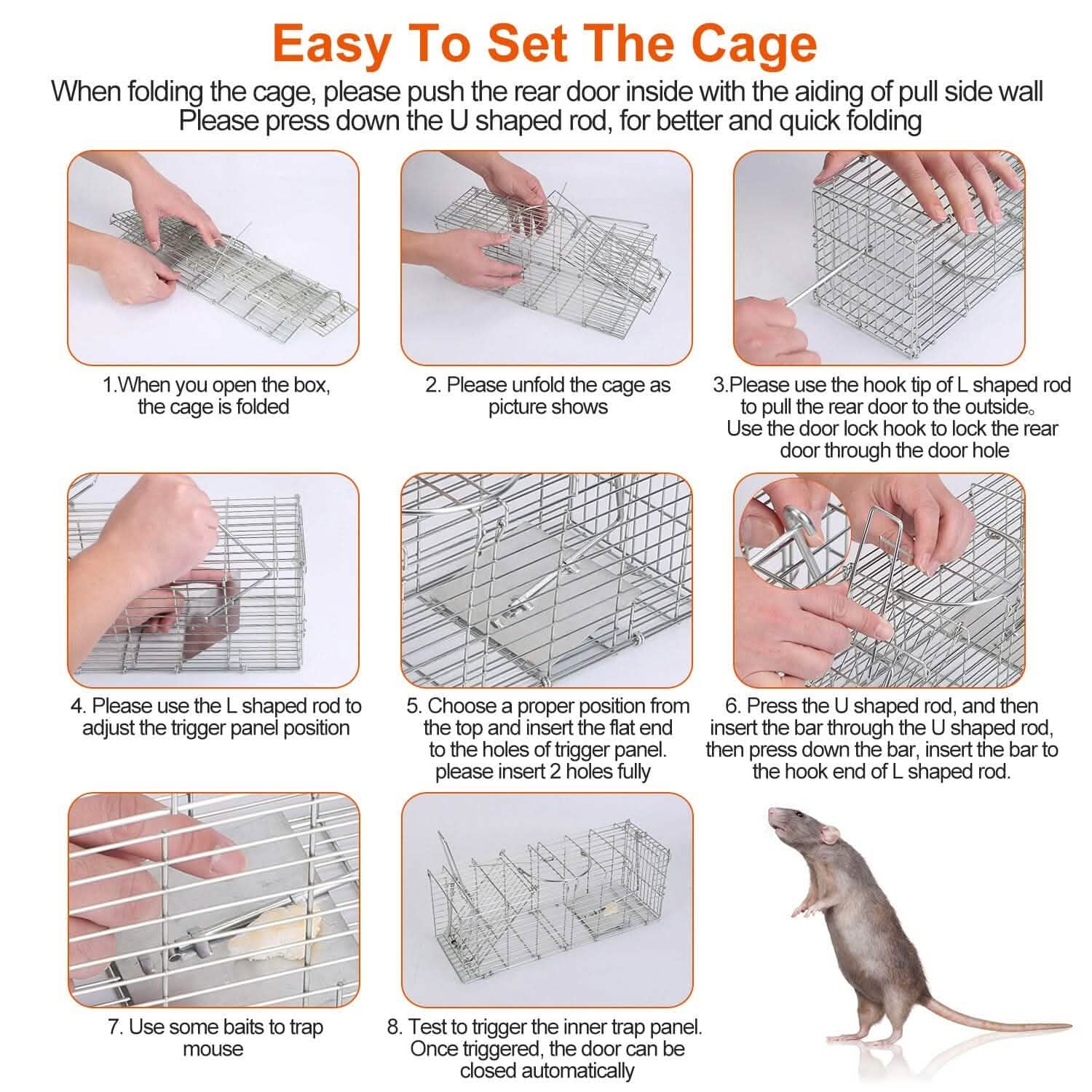 Piège à rat pliable, cage de capture vivante pour rongeurs (capture sans cruauté)
