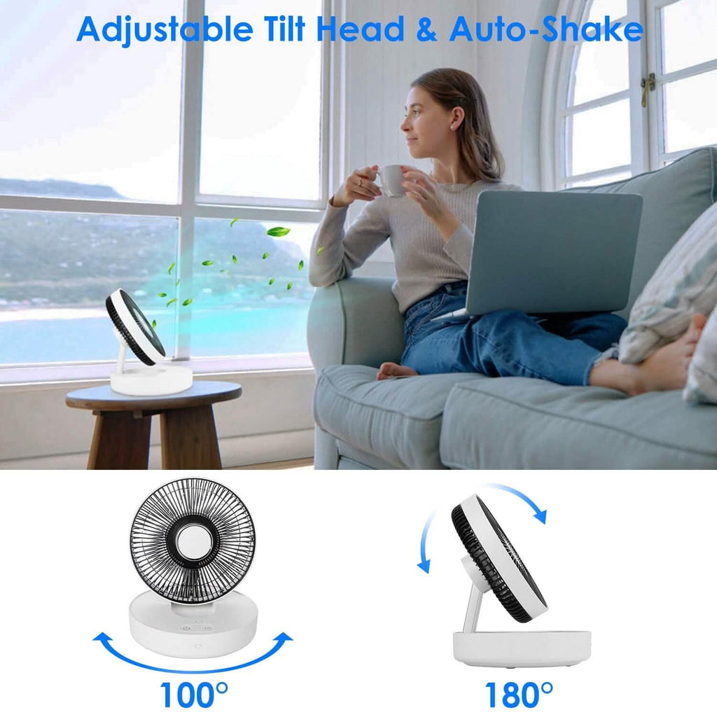 Foldable Rechargeable LED Desk Fan Wall Mounted with Magnetic Remote