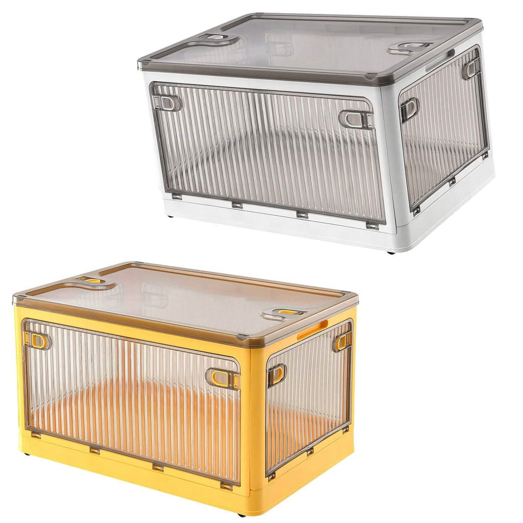 Foldable Storage Bins with Lid 4 Doors Collapsible Stackable with Lock
