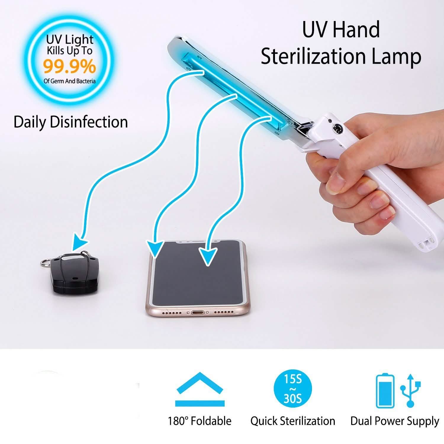Baguette de stérilisation UV pliable