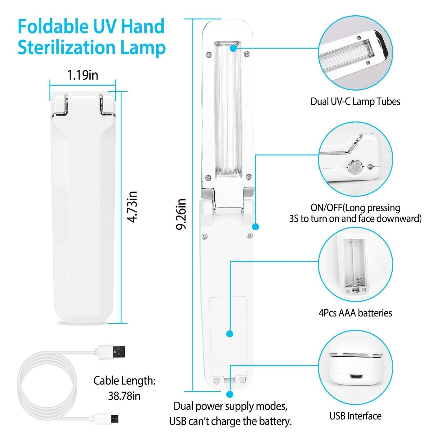 Baguette de stérilisation UV pliable