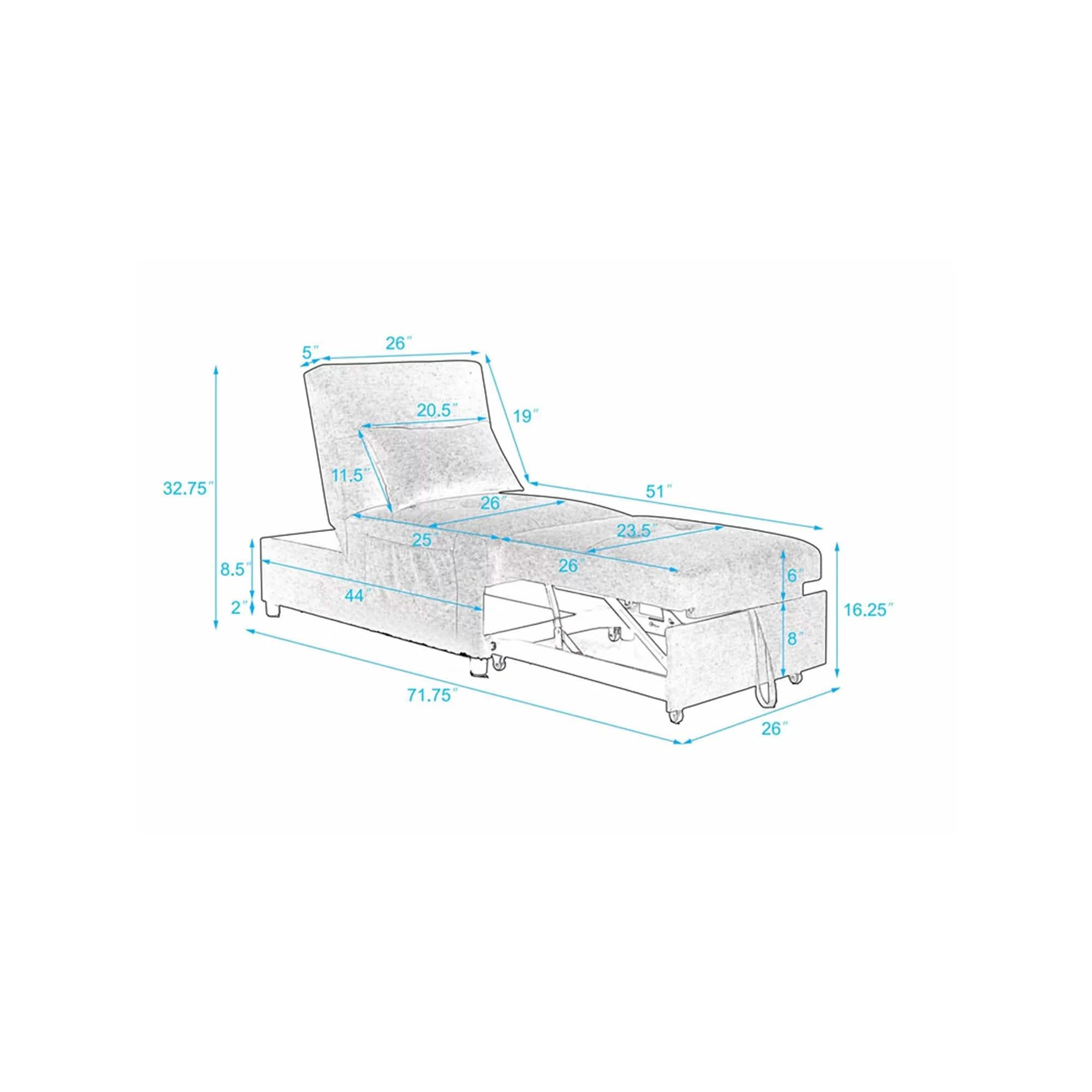 Canapé-lit pliant ottoman convertible rembourré