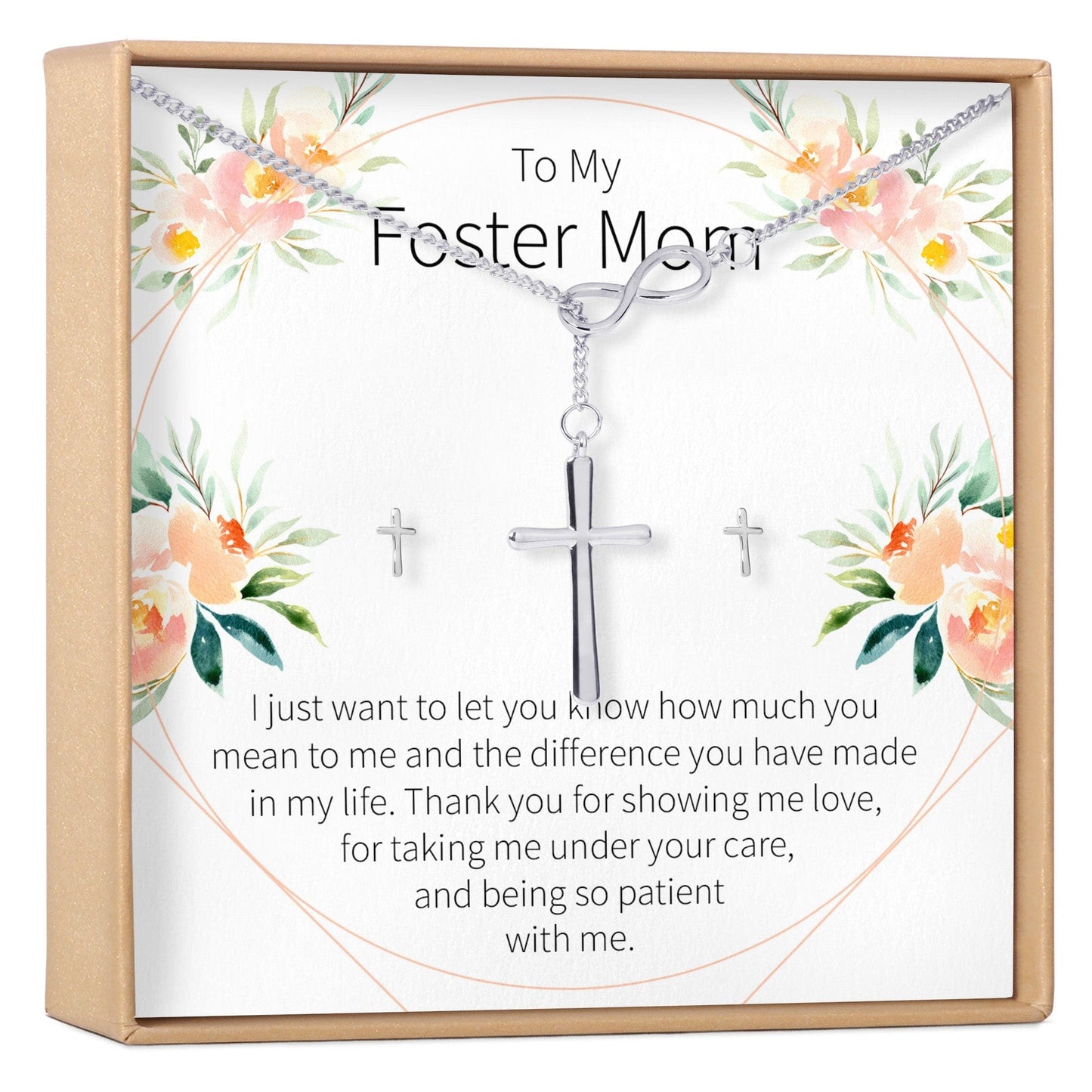 Foster Mom Cross Earring and Necklace  Jewelry Set