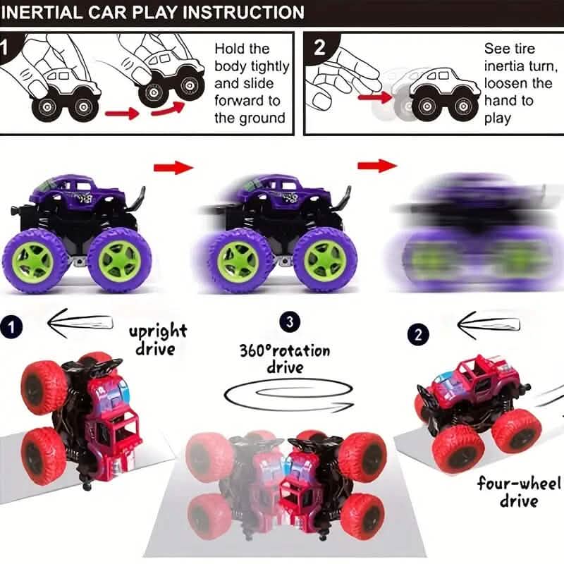 Voiture jouet tout-terrain à inertie 360° quatre roues motrices bidirectionnelle
