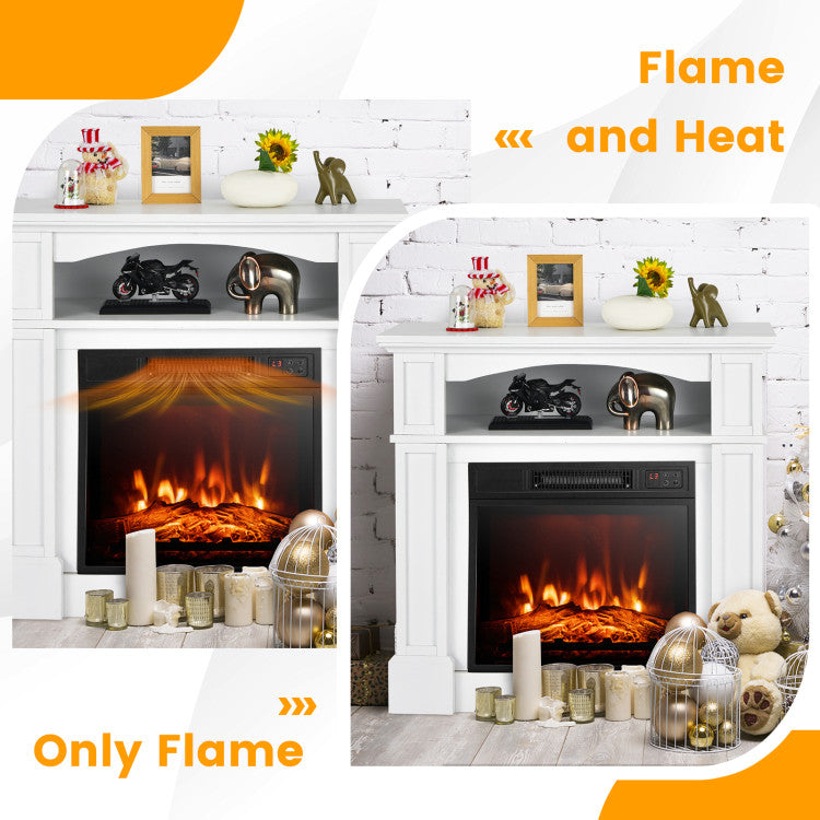18 Inch 1400W Electric TV Stand Fireplace with Shelf