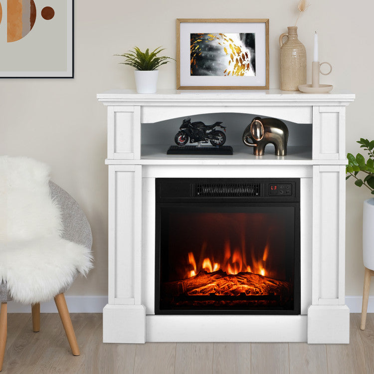 18 Inch 1400W Electric TV Stand Fireplace with Shelf