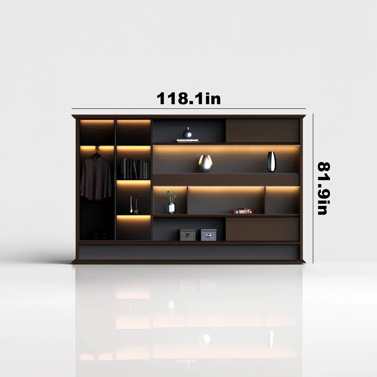 Altus · Office Library Wall Shelves w/ Integrated Lighting